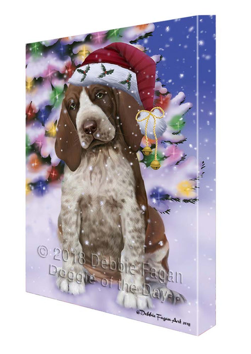 Winterland Wonderland Bracco Italiano Dog In Christmas Holiday Scenic Background Canvas Print Wall Art Décor CVS121130