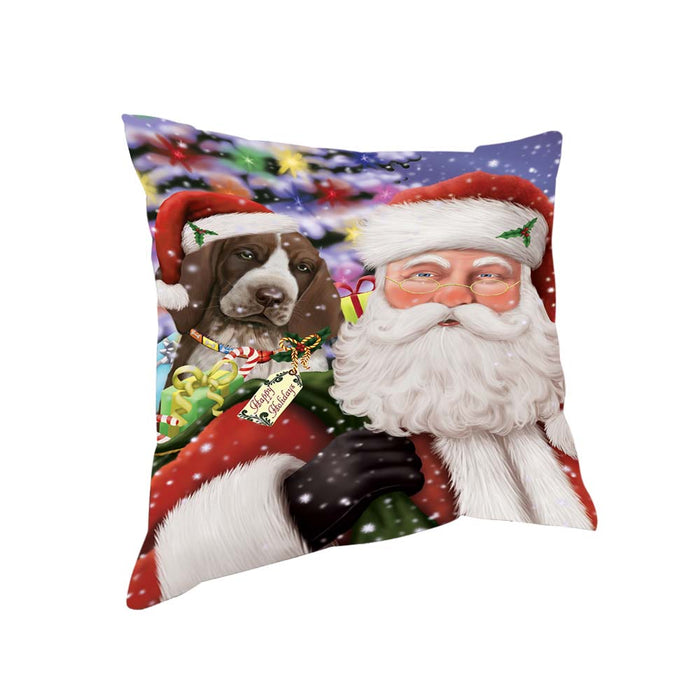 Santa Carrying Bracco Italiano Dog and Christmas Presents Pillow PIL70892