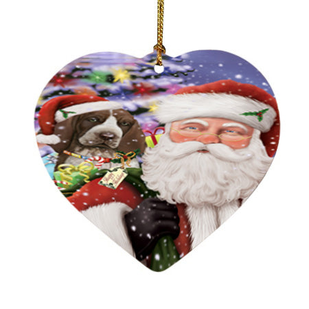 Santa Carrying Bracco Italiano Dog and Christmas Presents Heart Christmas Ornament HPOR55847