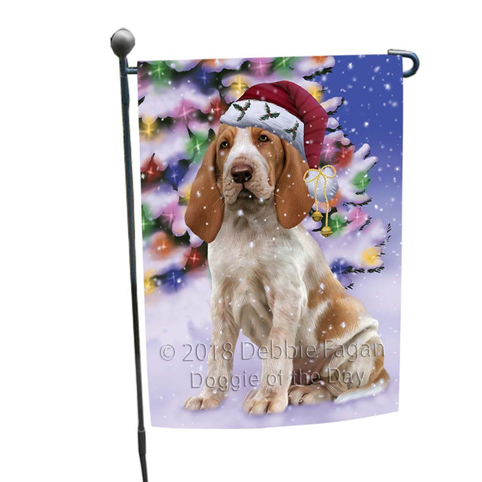 Winterland Wonderland Bracco Italiano Dog In Christmas Holiday Scenic Background Garden Flag GFLG55983