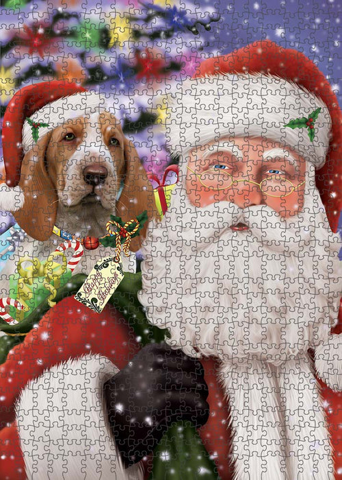 Santa Carrying Bracco Italiano Dog and Christmas Presents Puzzle with Photo Tin PUZL90172