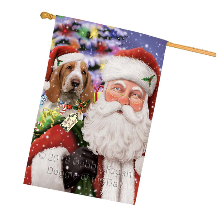 Santa Carrying Bracco Italiano Dog and Christmas Presents House Flag FLG55921