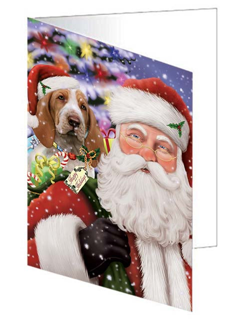 Santa Carrying Bracco Italiano Dog and Christmas Presents Handmade Artwork Assorted Pets Greeting Cards and Note Cards with Envelopes for All Occasions and Holiday Seasons GCD70991