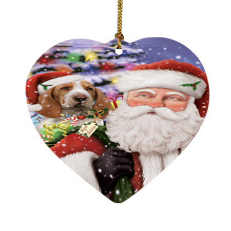 Santa Carrying Bracco Italiano Dog and Christmas Presents Heart Christmas Ornament HPOR55848