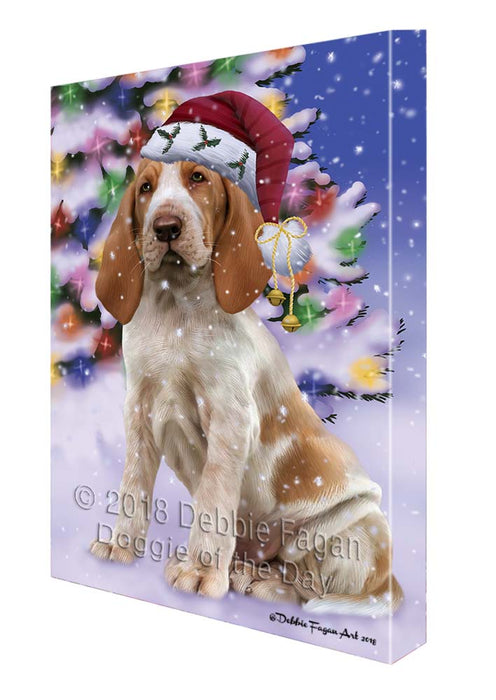 Winterland Wonderland Bracco Italiano Dog In Christmas Holiday Scenic Background Canvas Print Wall Art Décor CVS121139