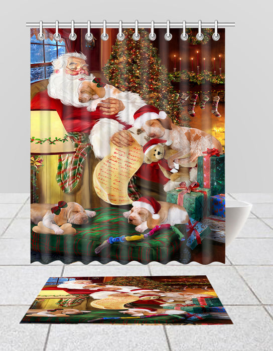 Santa Sleeping with Bracco Italiano Dogs  Bath Mat and Shower Curtain Combo