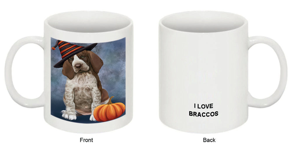 Happy Halloween Bracco Dog Wearing Witch Hat with Pumpkin Coffee Mug MUG50264