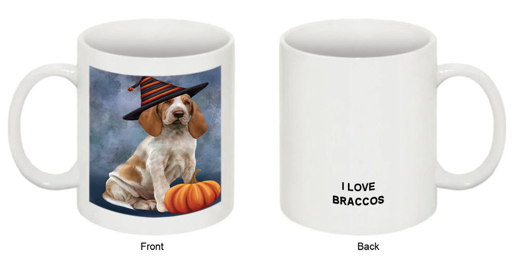 Happy Halloween Bracco Dog Wearing Witch Hat with Pumpkin Coffee Mug MUG50265