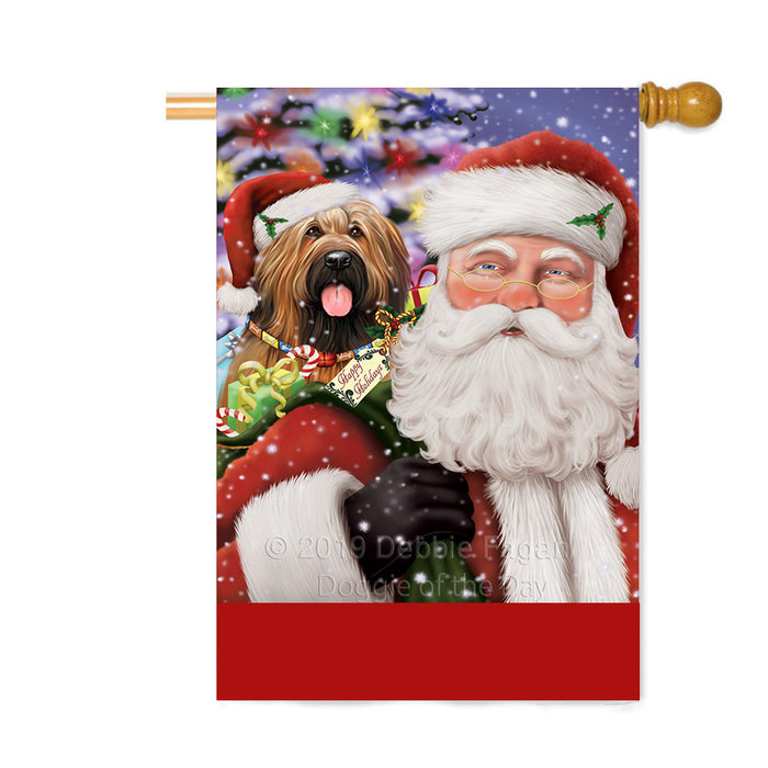 Personalized Santa Carrying Briard Dog and Christmas Presents Custom House Flag FLG-DOTD-A63430