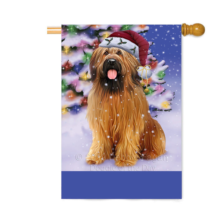 Personalized Winterland Wonderland Briard Dog In Christmas Holiday Scenic Background Custom House Flag FLG-DOTD-A61317