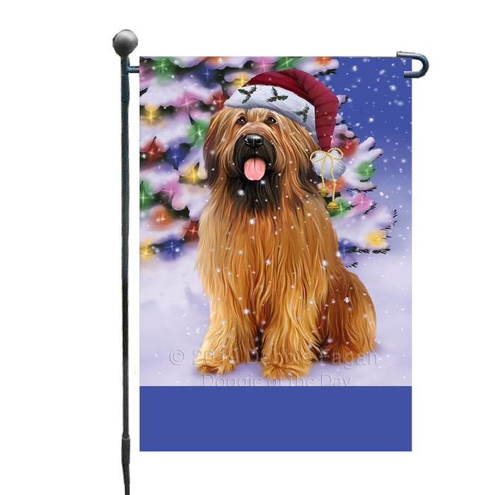 Personalized Winterland Wonderland Briard Dog In Christmas Holiday Scenic Background Custom Garden Flags GFLG-DOTD-A61261