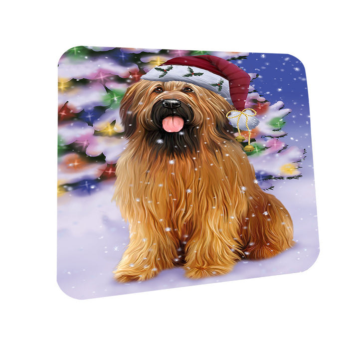 Winterland Wonderland Briard Dog In Christmas Holiday Scenic Background Coasters Set of 4 CST55649