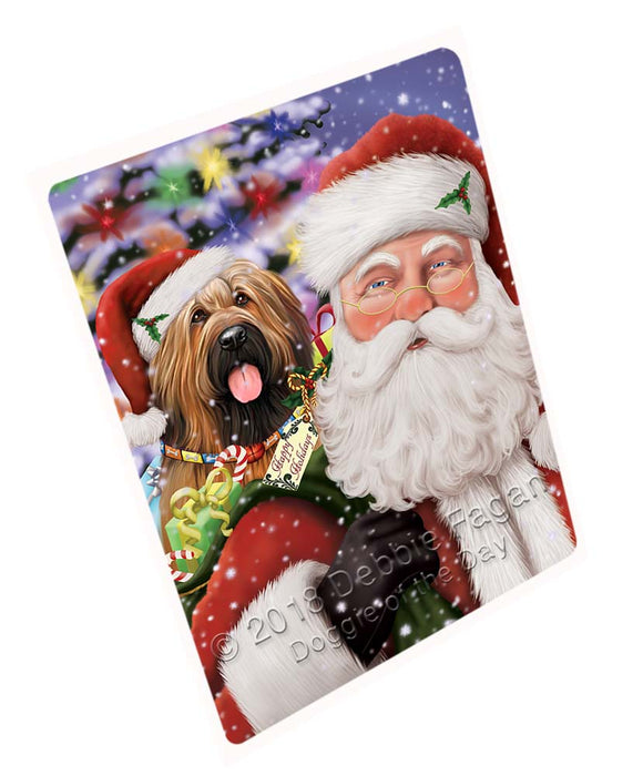 Santa Carrying Briard Dog and Christmas Presents Large Refrigerator / Dishwasher Magnet RMAG95226