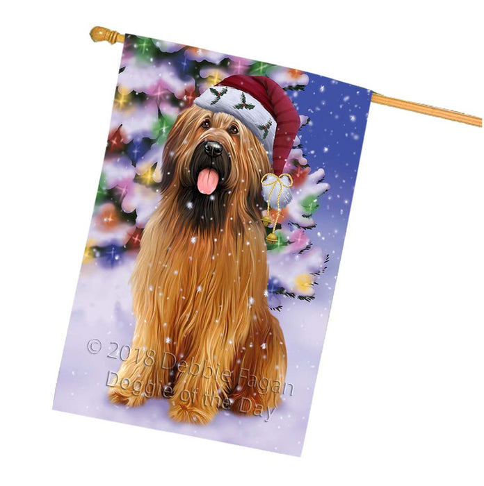 Winterland Wonderland Briard Dog In Christmas Holiday Scenic Background House Flag FLG56120