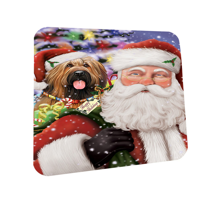 Santa Carrying Briard Dog and Christmas Presents Coasters Set of 4 CST55451