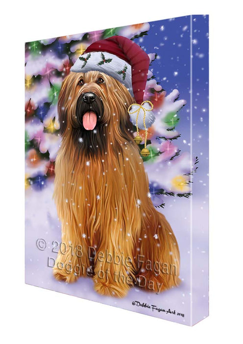 Winterland Wonderland Briard Dog In Christmas Holiday Scenic Background Canvas Print Wall Art Décor CVS121148