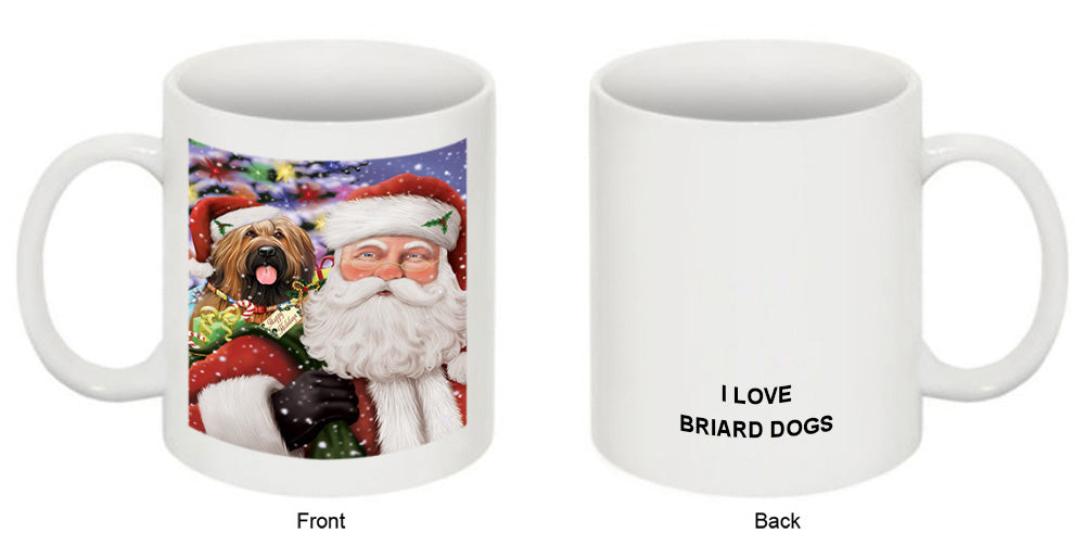 Santa Carrying Briard Dog and Christmas Presents Coffee Mug MUG50891
