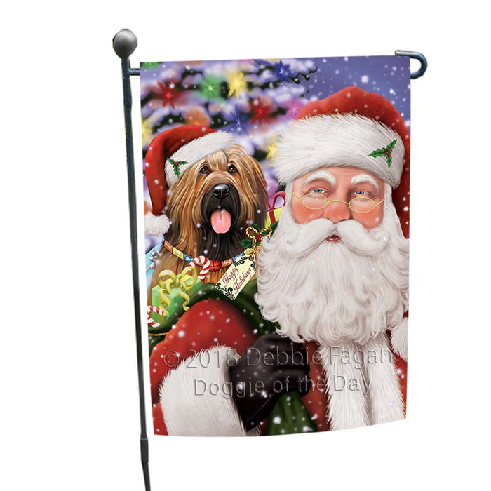 Santa Carrying Briard Dog and Christmas Presents
