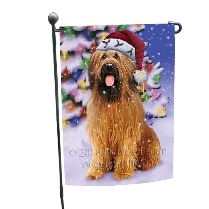 Winterland Wonderland Briard Dog In Christmas Holiday Scenic Background Garden Flag GFLG55984