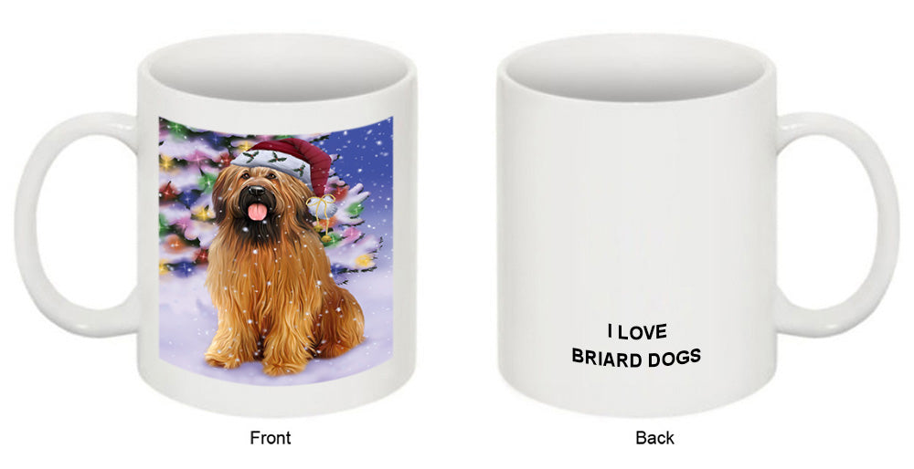 Winterland Wonderland Briard Dog In Christmas Holiday Scenic Background Coffee Mug MUG51089