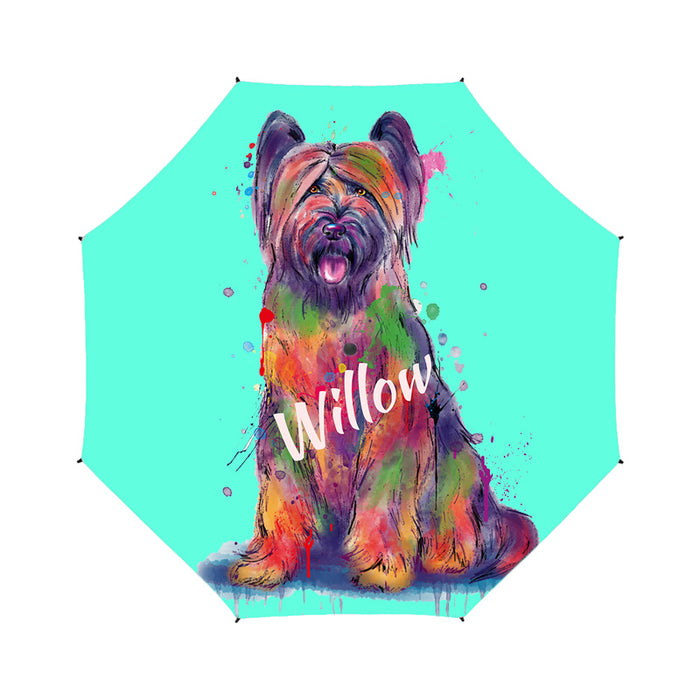 Custom Pet Name Personalized Watercolor Briard DogSemi-Automatic Foldable Umbrella