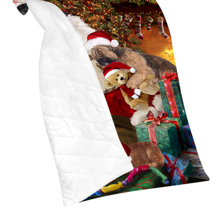Santa Sleeping with Briard Dogs Quilt
