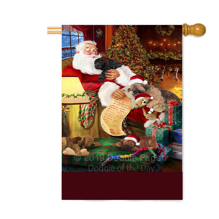 Personalized Briard Dogs and Puppies Sleeping with Santa Custom House Flag FLG-DOTD-A62667
