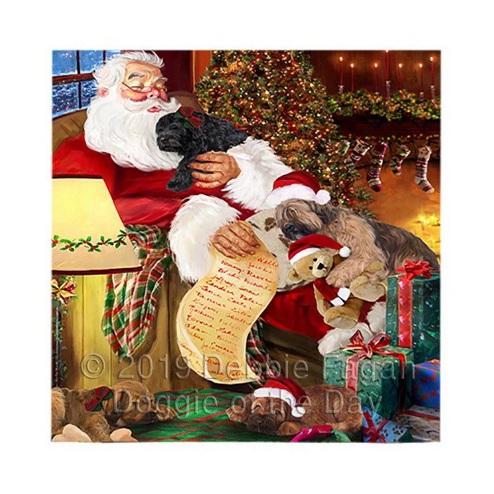 Santa Sleeping with Briard Dogs Square Towel 