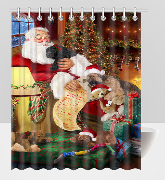 Santa Sleeping with Briard Dogs Shower Curtain