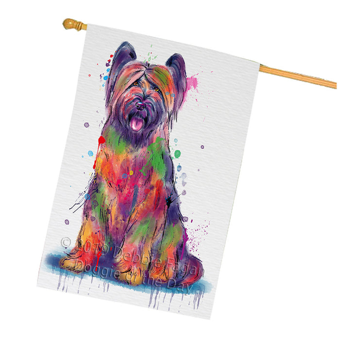 Watercolor Briard Dog House Flag FLG66414