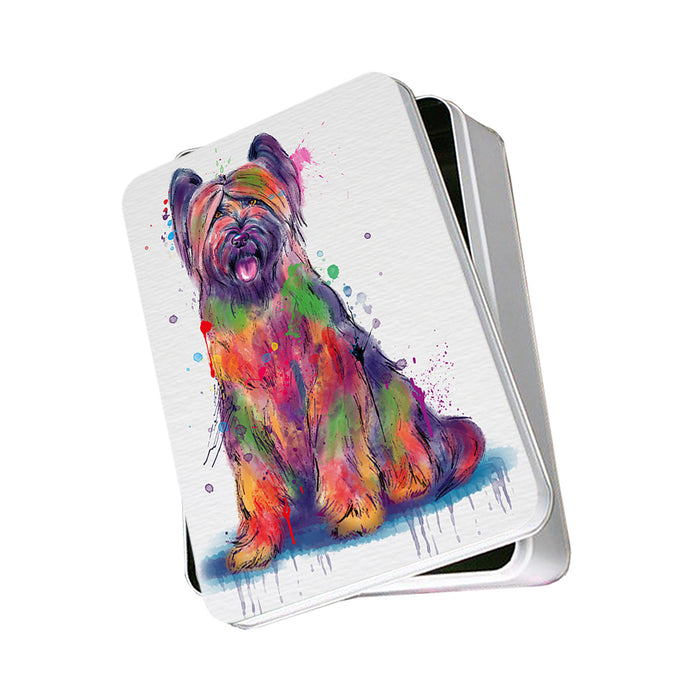 Watercolor Briard Dog Photo Storage Tin PITN57487