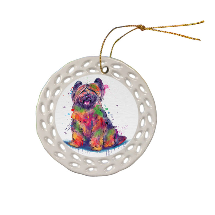Watercolor Briard Dog Doily Ornament DPOR58429