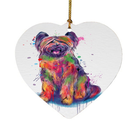 Watercolor Briard Dog Heart Christmas Ornament HPORA58778