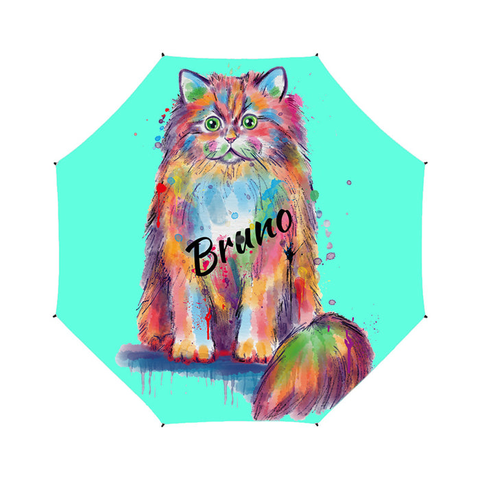 Custom Pet Name Personalized Watercolor British Longhair CatSemi-Automatic Foldable Umbrella