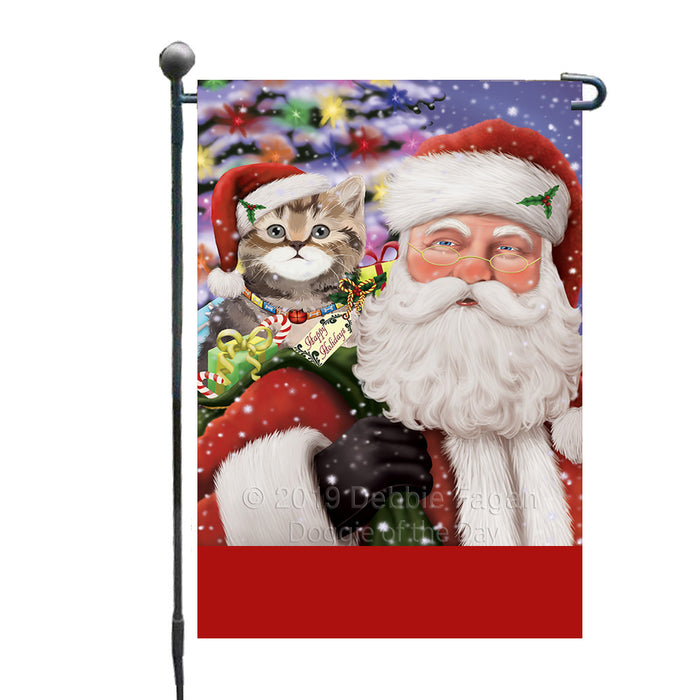 Personalized Santa Carrying British Shorthair Cat and Christmas Presents Custom Garden Flag GFLG63741