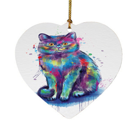 Watercolor British Shorthair Cat Heart Christmas Ornament HPORA58481
