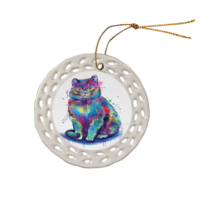 Watercolor British Shorthair Cat Doily Ornament DPOR58132