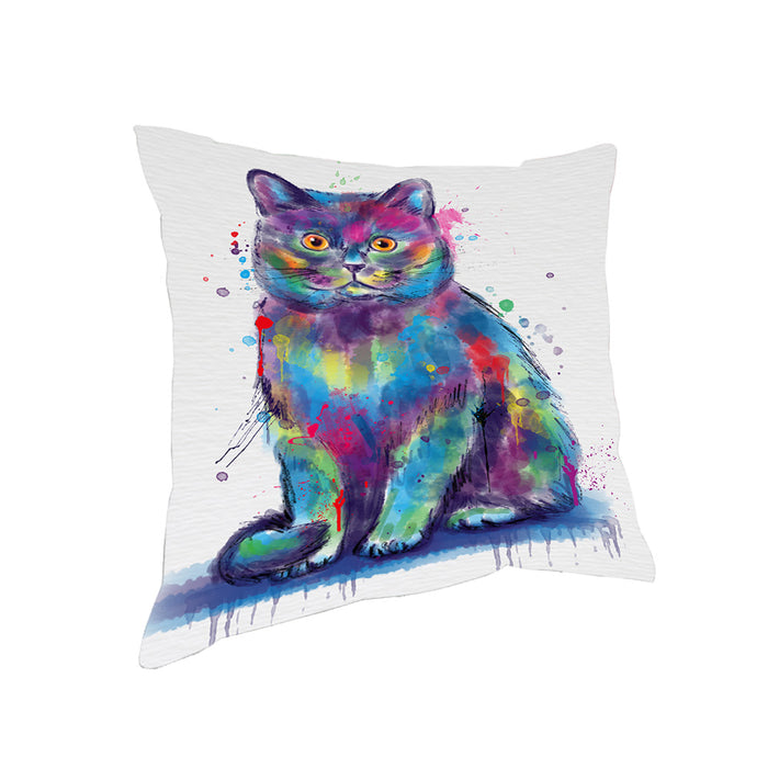 Watercolor British Shorthair Cat Pillow with Top Quality High-Resolution Images - Ultra Soft Pet Pillows for Sleeping - Reversible & Comfort - Ideal Gift for Dog Lover - Cushion for Sofa Couch Bed - 100% Polyester