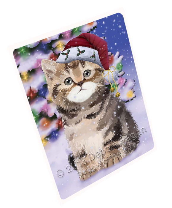 Winterland Wonderland British Shorthair Cat In Christmas Holiday Scenic Background Large Refrigerator / Dishwasher Magnet RMAG96426