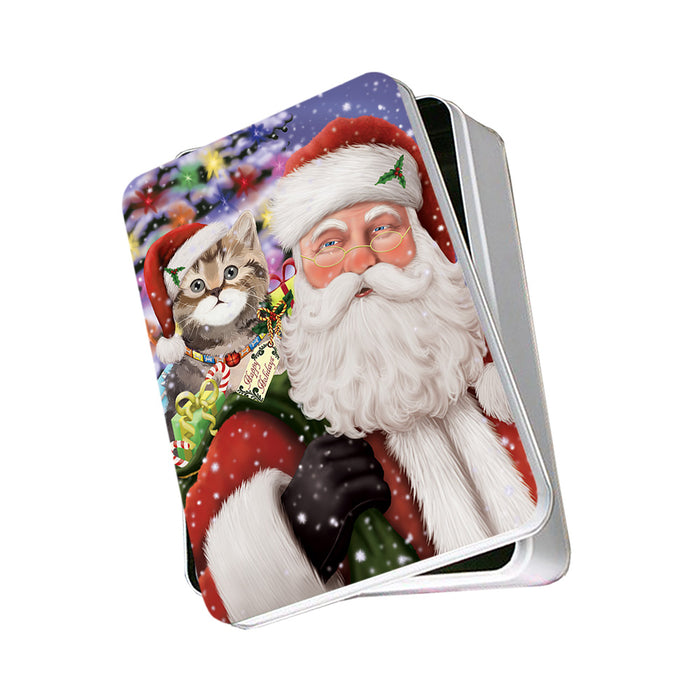 Santa Carrying British Shorthair Cat and Christmas Presents Photo Storage Tin PITN55437