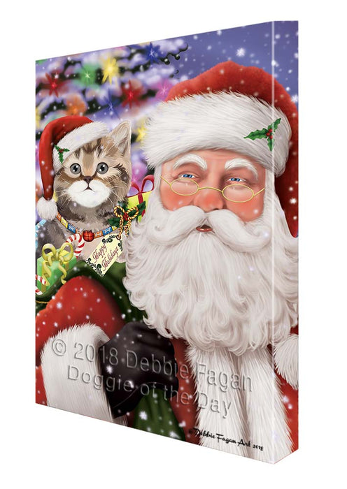 Santa Carrying British Shorthair Cat and Christmas Presents Canvas Print Wall Art Décor CVS119375