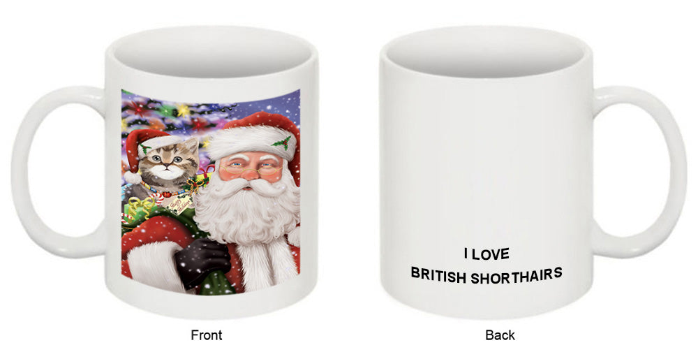 Santa Carrying British Shorthair Cat and Christmas Presents Coffee Mug MUG50892