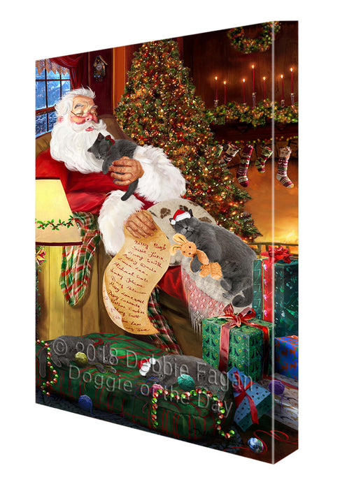 Santa Sleeping with British Shorthair Cats Christmas Canvas Print Wall Art Décor CVS93167