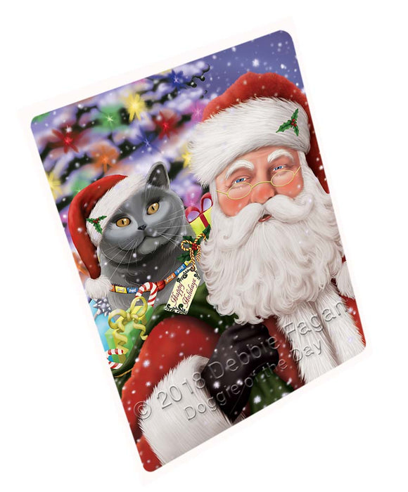 Santa Carrying British Shorthair Cat and Christmas Presents Magnet MAG71622 (Small 5.5" x 4.25")