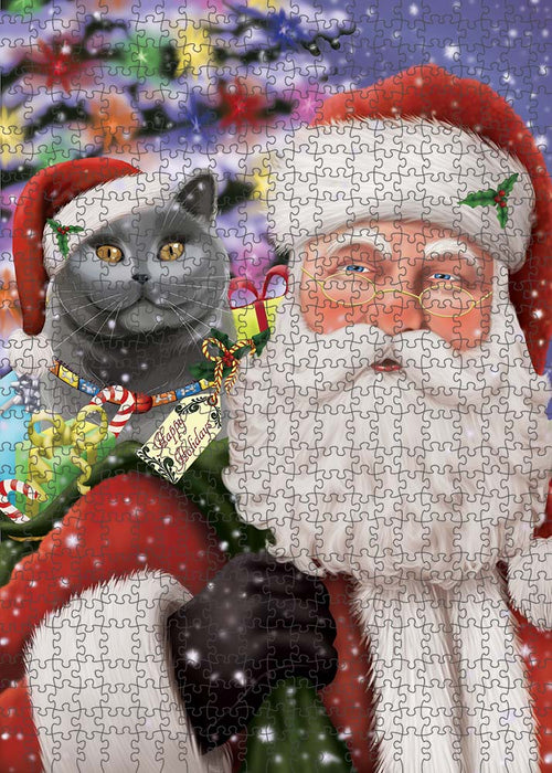 Santa Carrying British Shorthair Cat and Christmas Presents Puzzle  PUZL90184