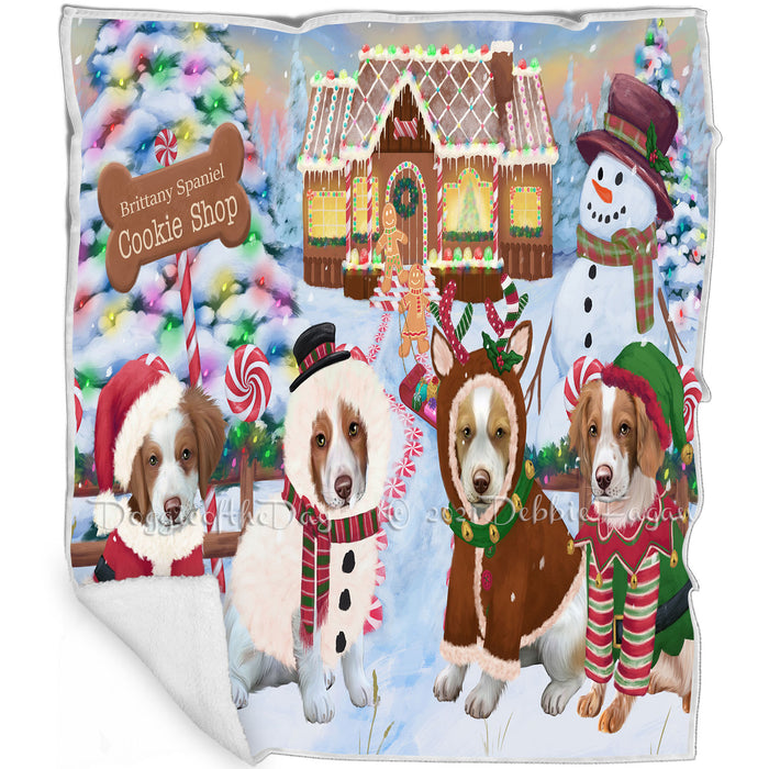 Holiday Gingerbread Cookie Shop Brittany Spaniels Dog Blanket BLNKT126885