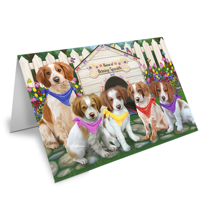 Spring Floral Brittany Spaniel Dog Handmade Artwork Assorted Pets Greeting Cards and Note Cards with Envelopes for All Occasions and Holiday Seasons GCD53468