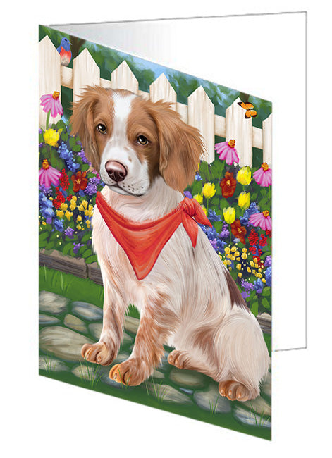 Spring Dog House Brittany Spaniels Dog Handmade Artwork Assorted Pets Greeting Cards and Note Cards with Envelopes for All Occasions and Holiday Seasons GCD53471