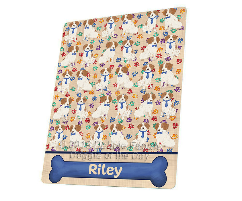 Rainbow Paw Print Brittany Spaniel Dogs Blanket BLNKT135615