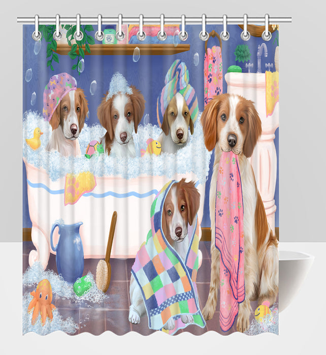 Rub A Dub Dogs In A Tub Brittany Spaniel Dogs Shower Curtain